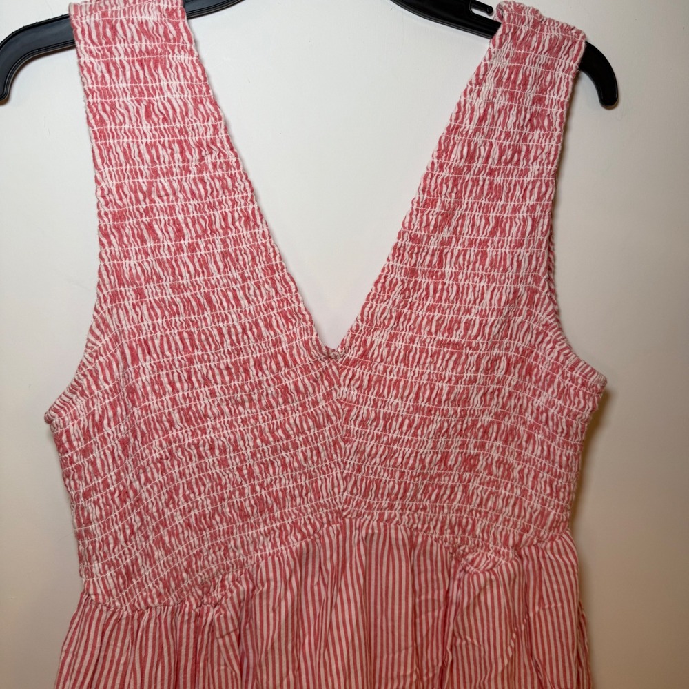 Free People Pink Striped 100% Cotten Tiered Maxi Dress - Picture 6 of 10